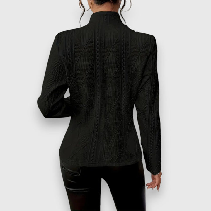 Women's Cable-Knit Mock-Neck Long-Sleeve Fitted Jumper