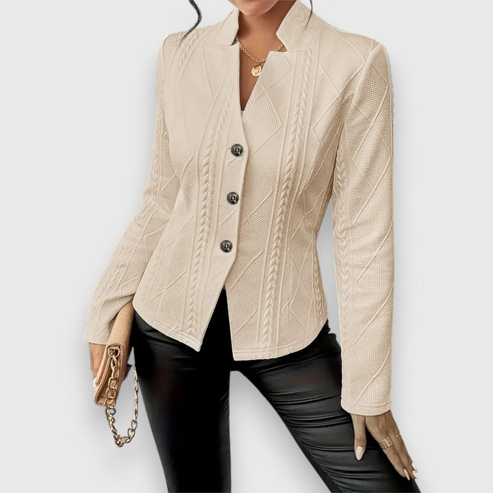 Women's Cable-Knit Mock-Neck Long-Sleeve Fitted Jumper