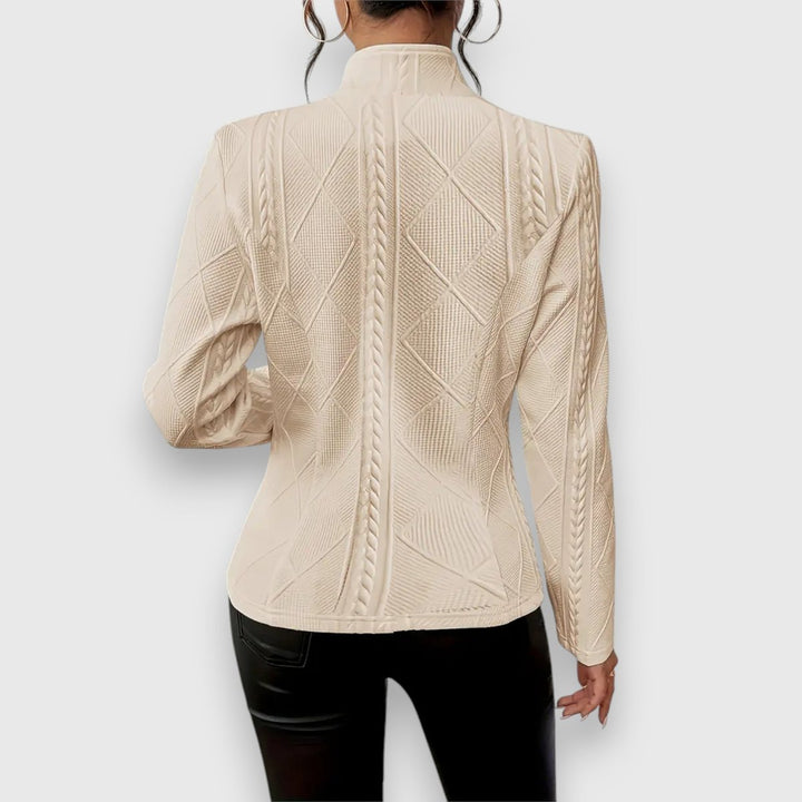 Women's Cable-Knit Mock-Neck Long-Sleeve Fitted Jumper