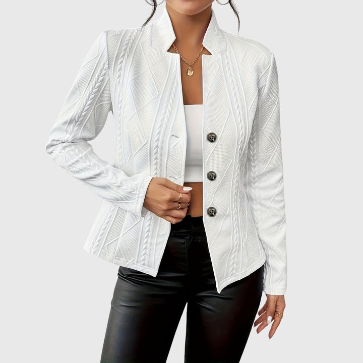 Women's Cable-Knit Textured Button-Front Tailored Blazer Jacket