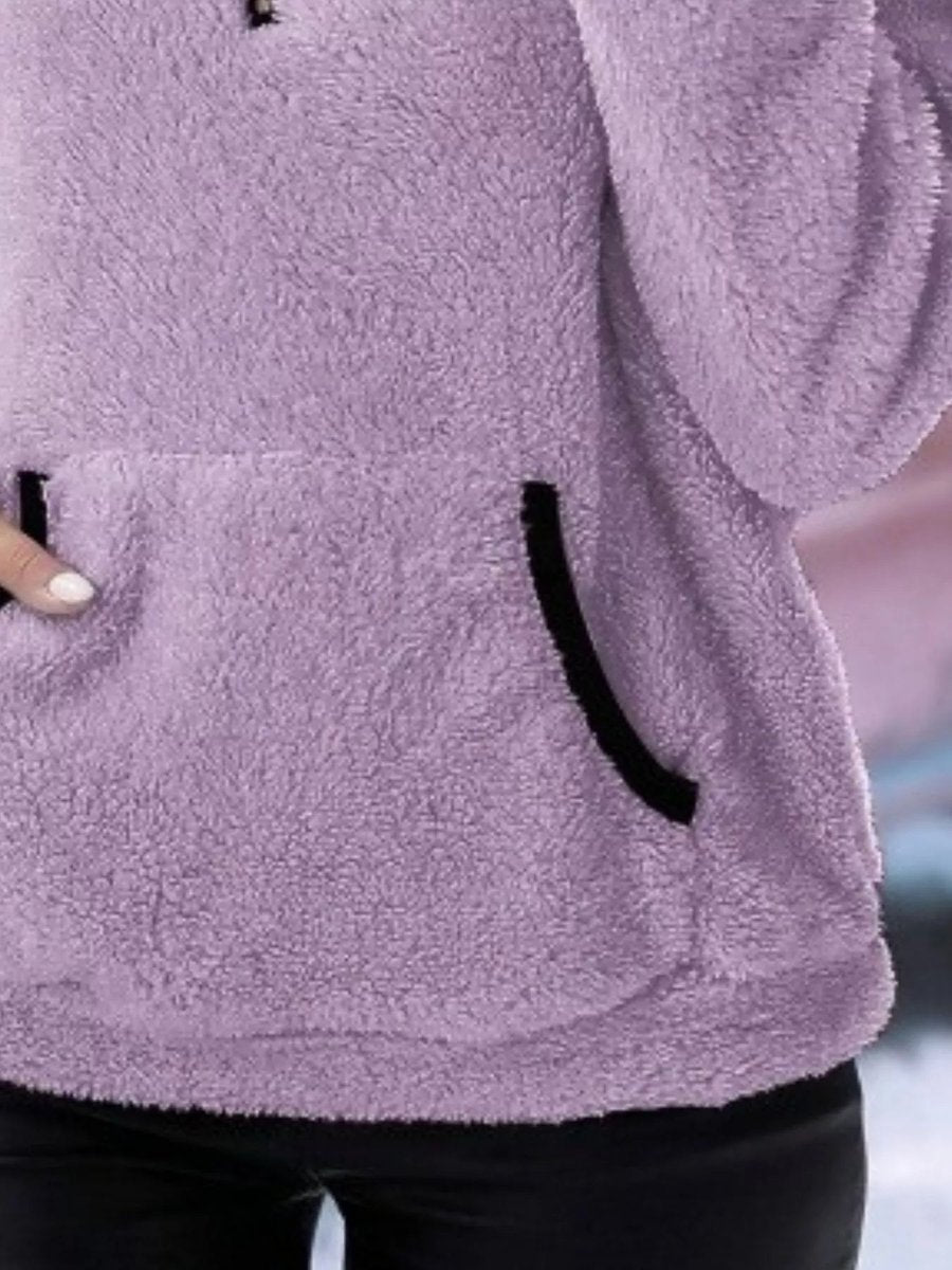 Womens Cardigan Half-Zip Fluffy Fleece Pullover Jumper