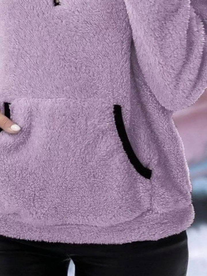 Womens Cardigan Half-Zip Fluffy Fleece Pullover Jumper