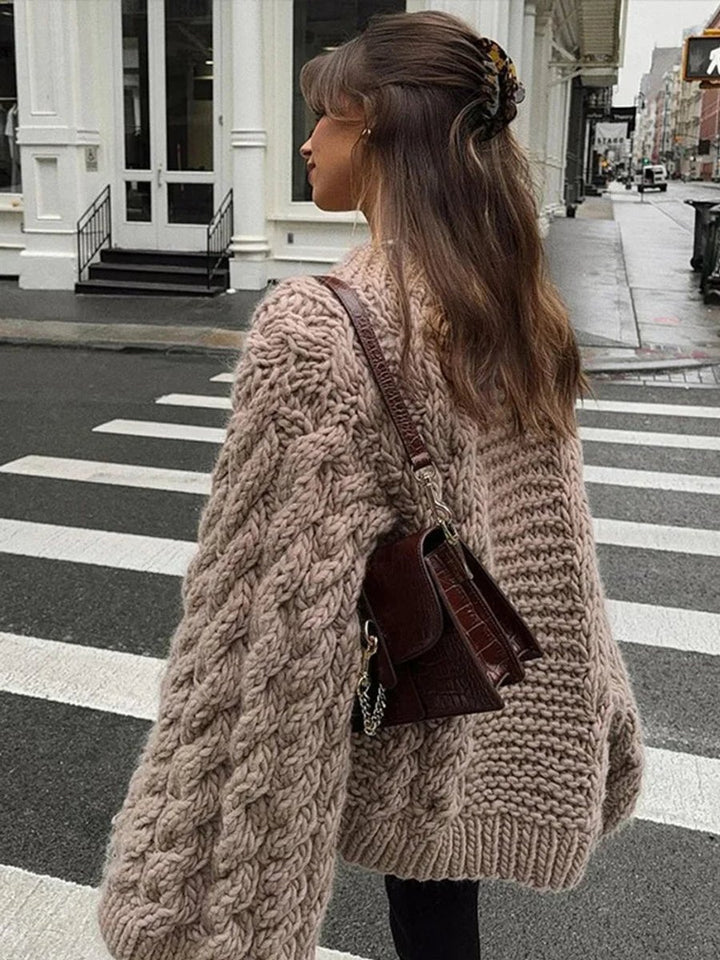 Women's Cardigan Oversized Chunky Cable-Knit Jumper
