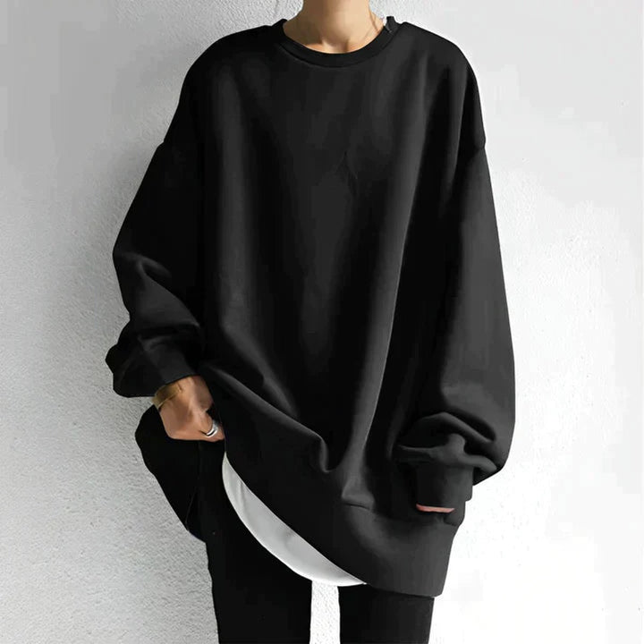 Womens Cardigan Oversized Drop-Shoulder Long-Sleeve Tunic Jumper - Black