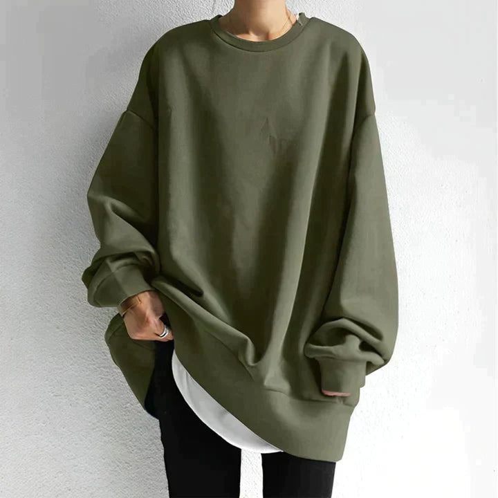 Womens Cardigan Oversized Drop-Shoulder Long-Sleeve Tunic Jumper - Army Green