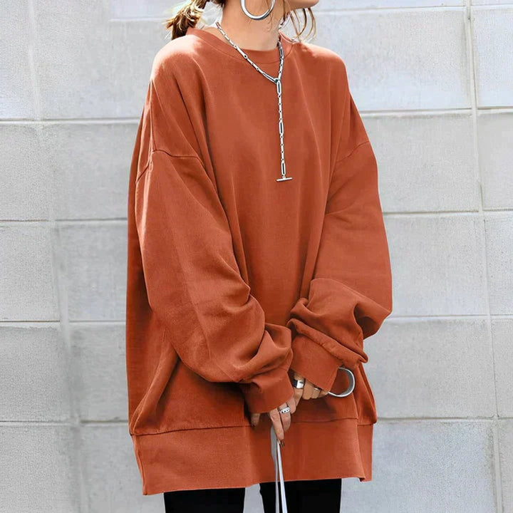 Womens Cardigan Oversized Drop-Shoulder Long-Sleeve Tunic Jumper - Orange