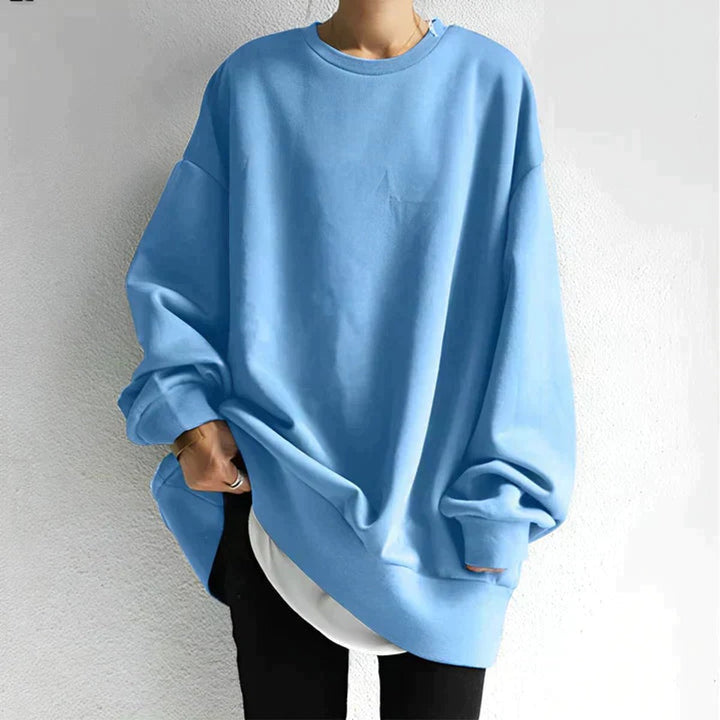 Womens Cardigan Oversized Drop-Shoulder Long-Sleeve Tunic Jumper - Light Blue