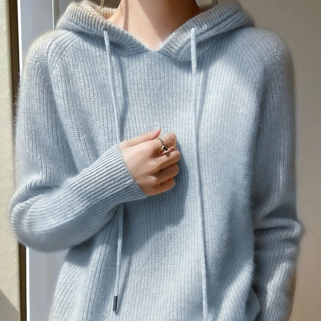 Women's Cashmere Mink Soft-Touch Hooded Knit Jumper