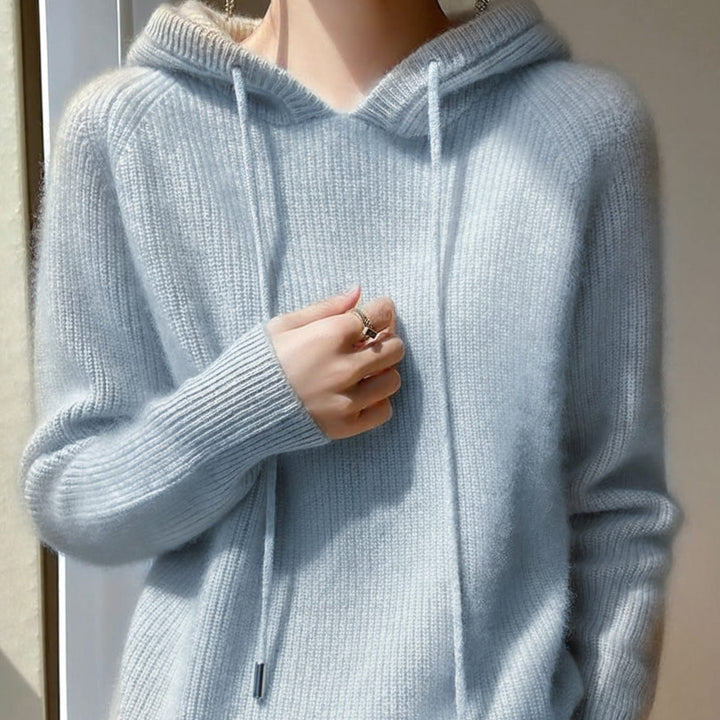 Women's Cashmere Mink Soft-Touch Hooded Knit Jumper