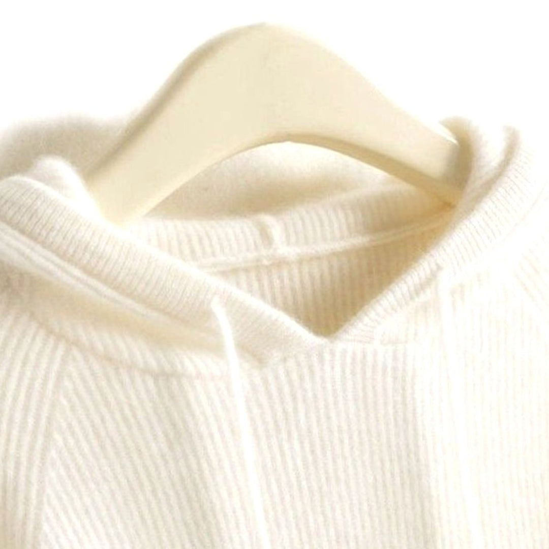 Women's Cashmere Mink Soft-Touch Hooded Knit Jumper - White