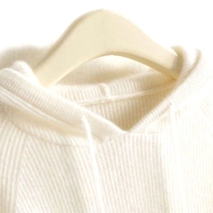 Women's Cashmere Mink Soft-Touch Hooded Knit Jumper - White