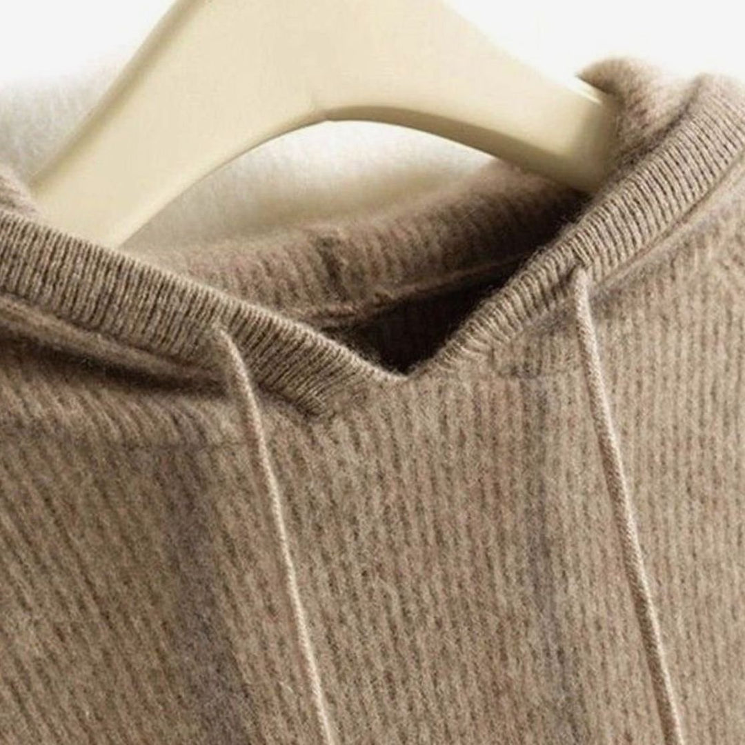 Women's Cashmere Mink Soft-Touch Hooded Knit Jumper - Camel