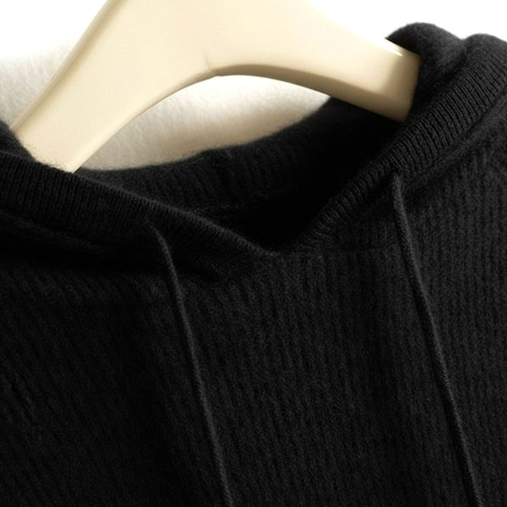 Women's Cashmere Mink Soft-Touch Hooded Knit Jumper - Black