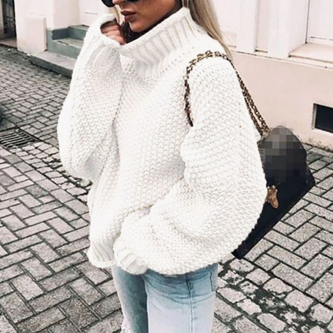 Women's Chunky Knit Oversized Turtleneck Sweater Relaxed Fit