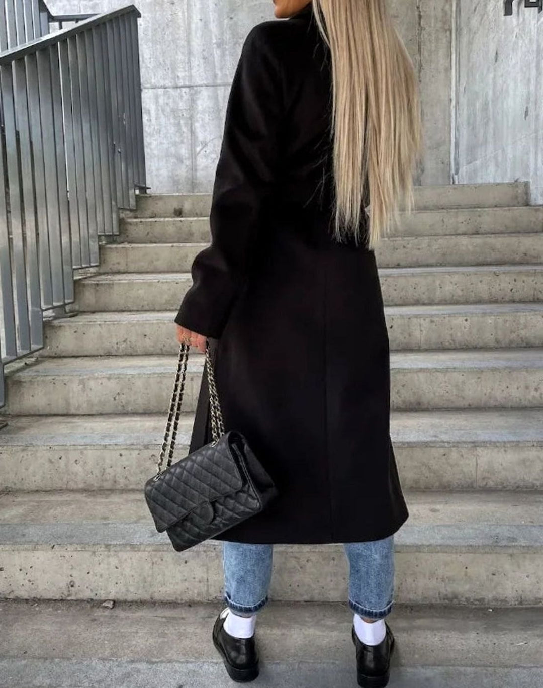 Women's Classic Double-Breasted Long Trench Coat