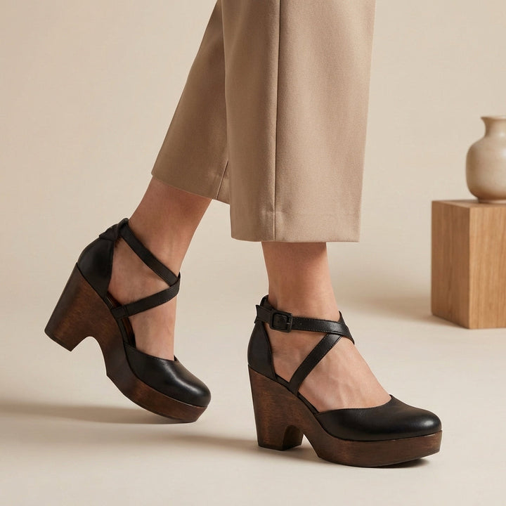 Caroline | Womens Block Heel Strap Platform Heels