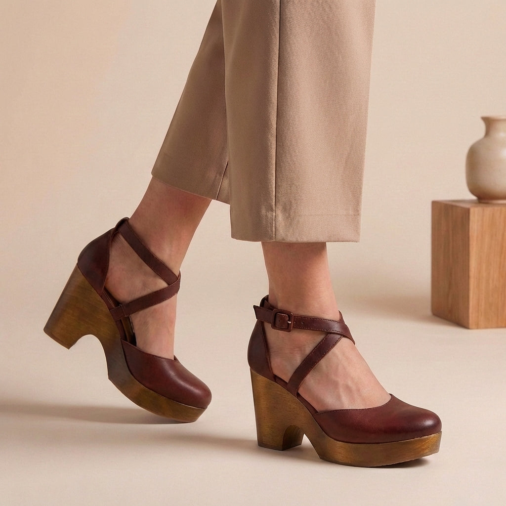 Caroline | Womens Block Heel Strap Platform Heels