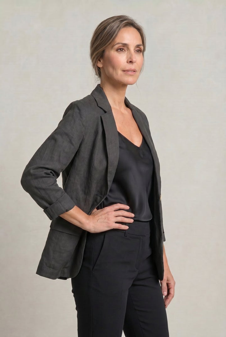 Women's Coat Style Lightweight Single-Button Relaxed Blazer