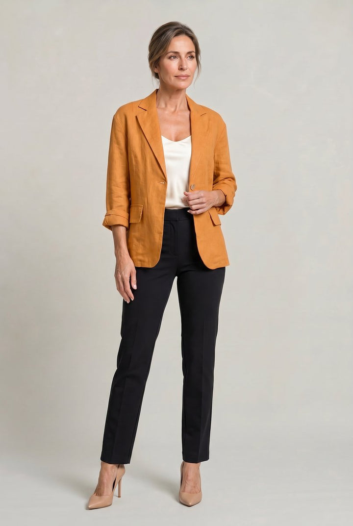 Women's Coat Style Lightweight Single-Button Relaxed Blazer