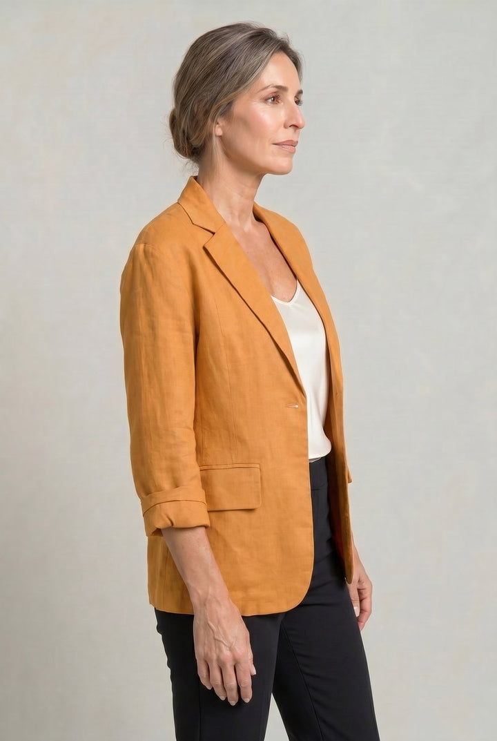 Women's Coat Style Lightweight Single-Button Relaxed Blazer