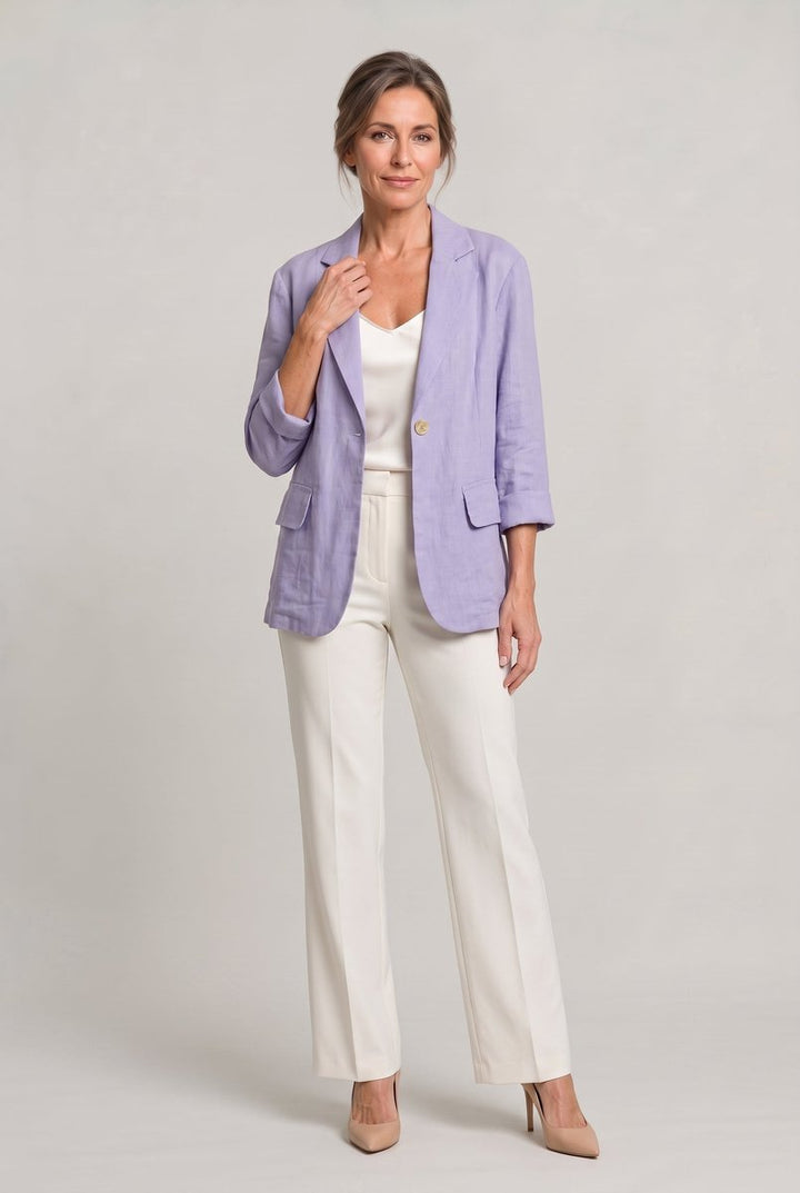 Women's Coat Style Lightweight Single-Button Relaxed Blazer