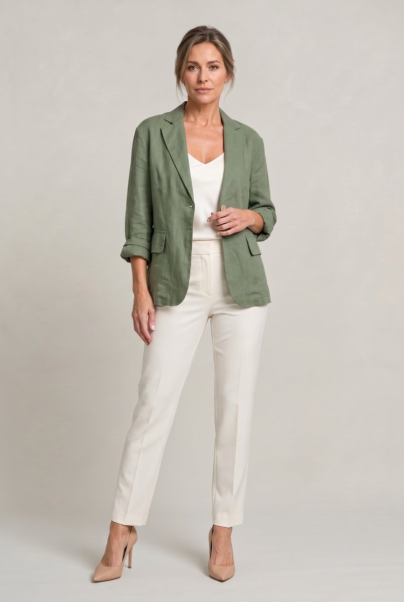 Women's Coat Style Lightweight Single-Button Relaxed Blazer