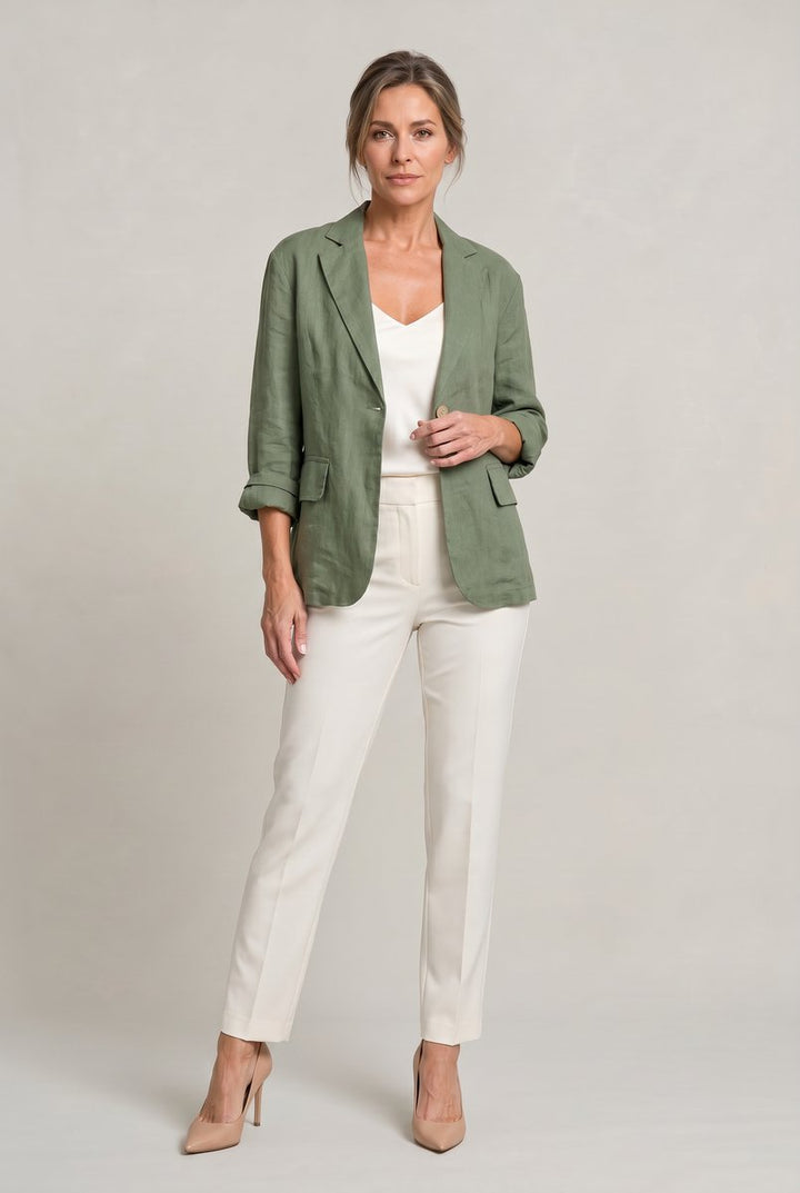 Women's Coat Style Lightweight Single-Button Relaxed Blazer