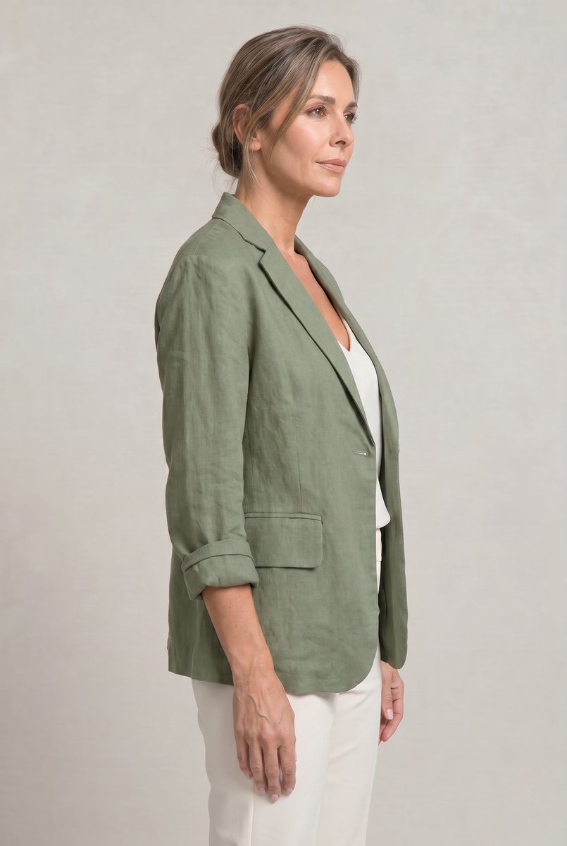 Women's Coat Style Lightweight Single-Button Relaxed Blazer