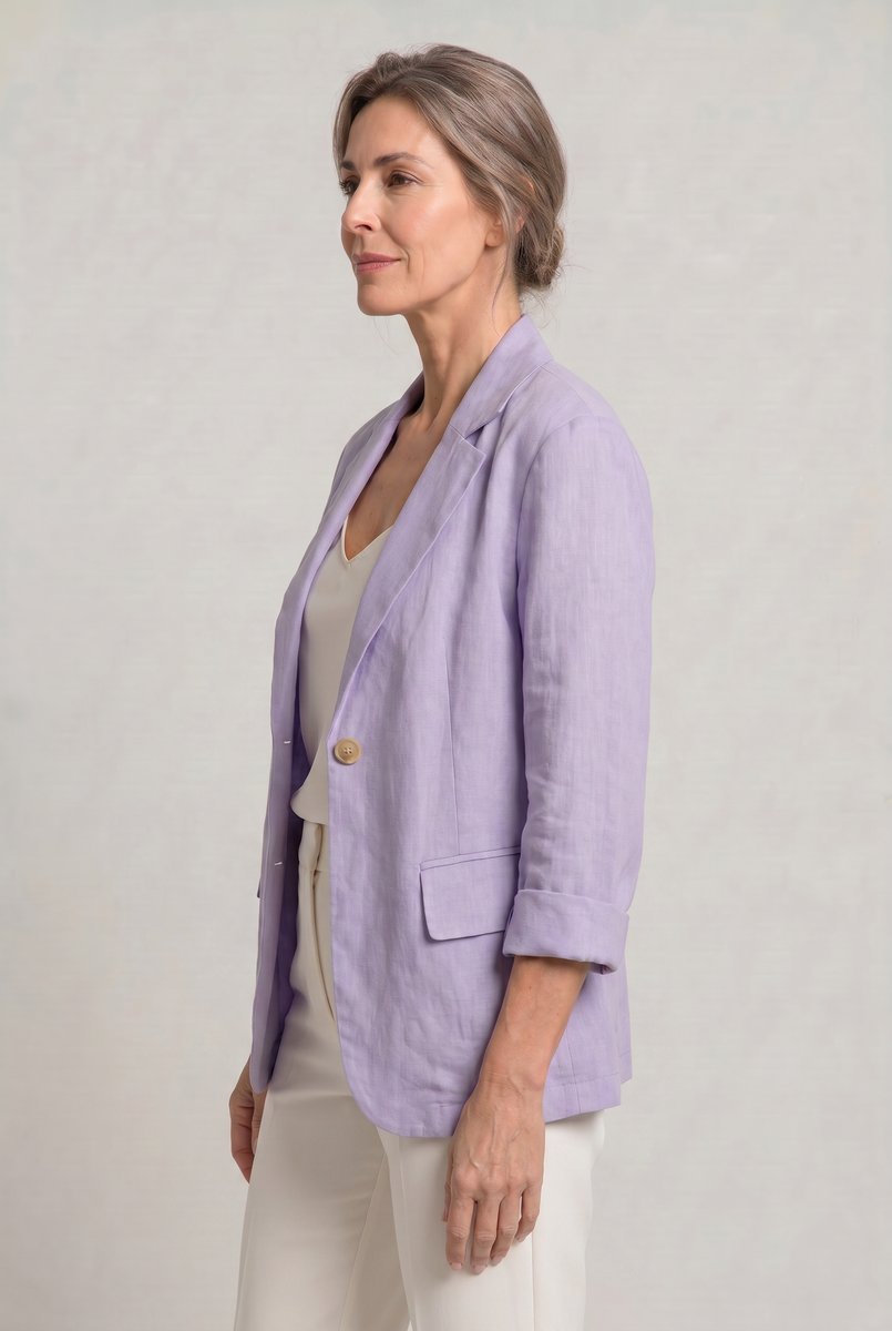 Women's Coat Style Lightweight Single-Button Relaxed Blazer