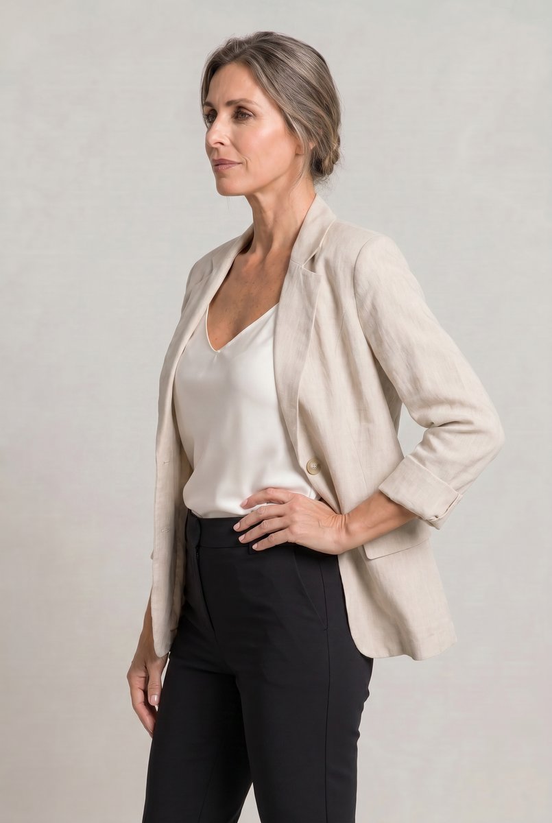 Women's Coat Style Lightweight Single-Button Relaxed Blazer