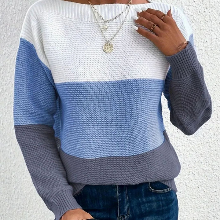 Women's Colour Block Relaxed-Fit Cashmere Turtleneck Knit Jumper