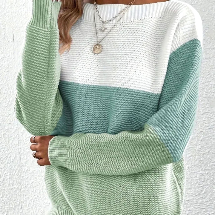 Women's Colour Block Relaxed-Fit Cashmere Turtleneck Knit Jumper