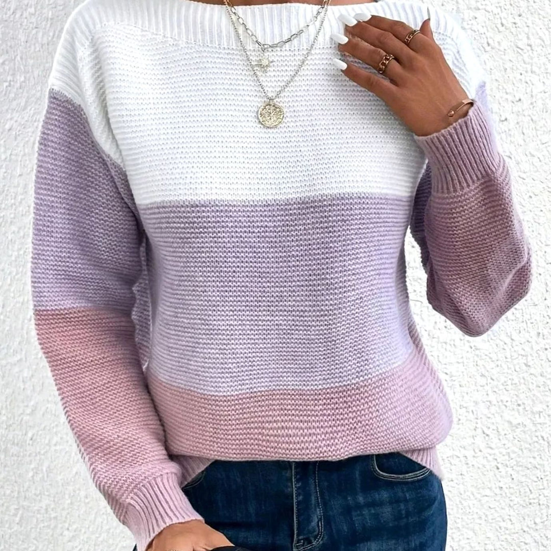 Women's Colour Block Relaxed-Fit Cashmere Turtleneck Knit Jumper
