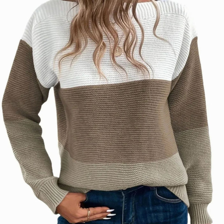 Women's Colour Block Relaxed-Fit Cashmere Turtleneck Knit Jumper