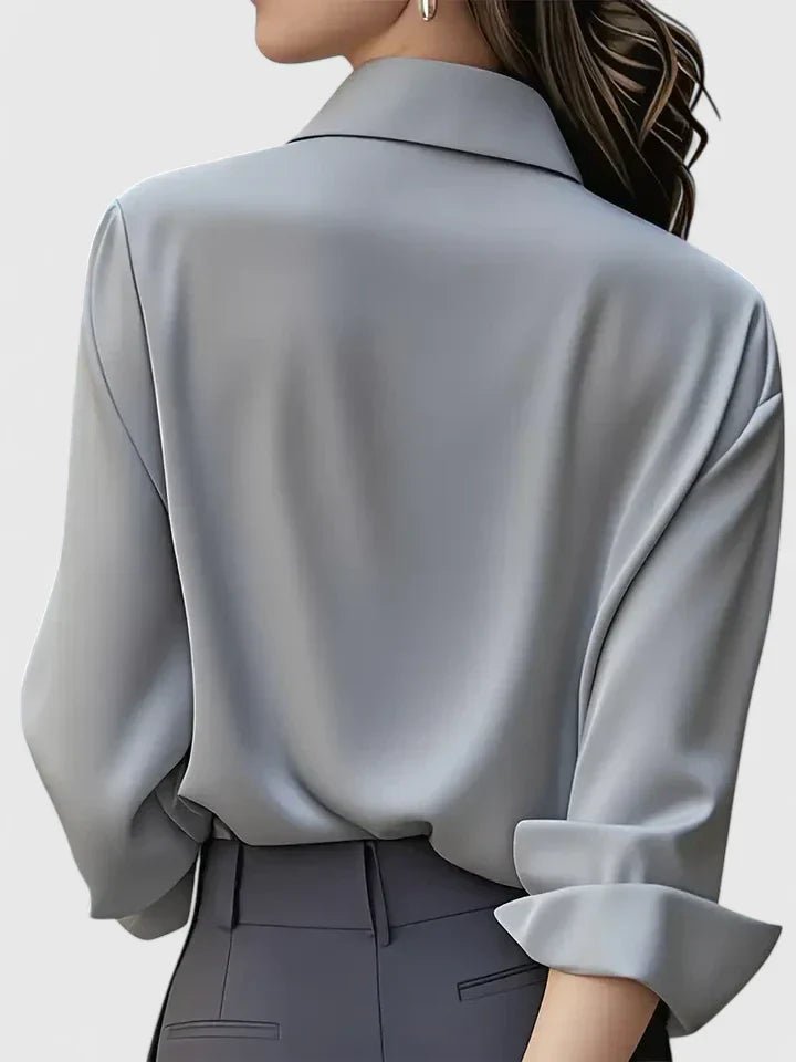 Women's Concealed Placket Satin Button-Down Shirt