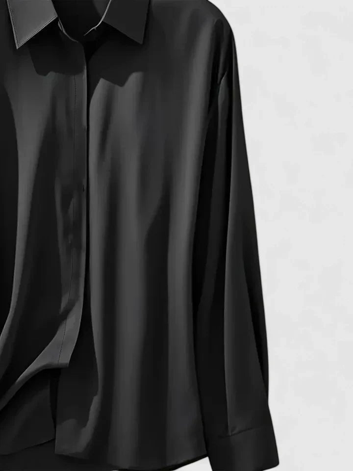 Women's Concealed Placket Satin Button-Down Shirt