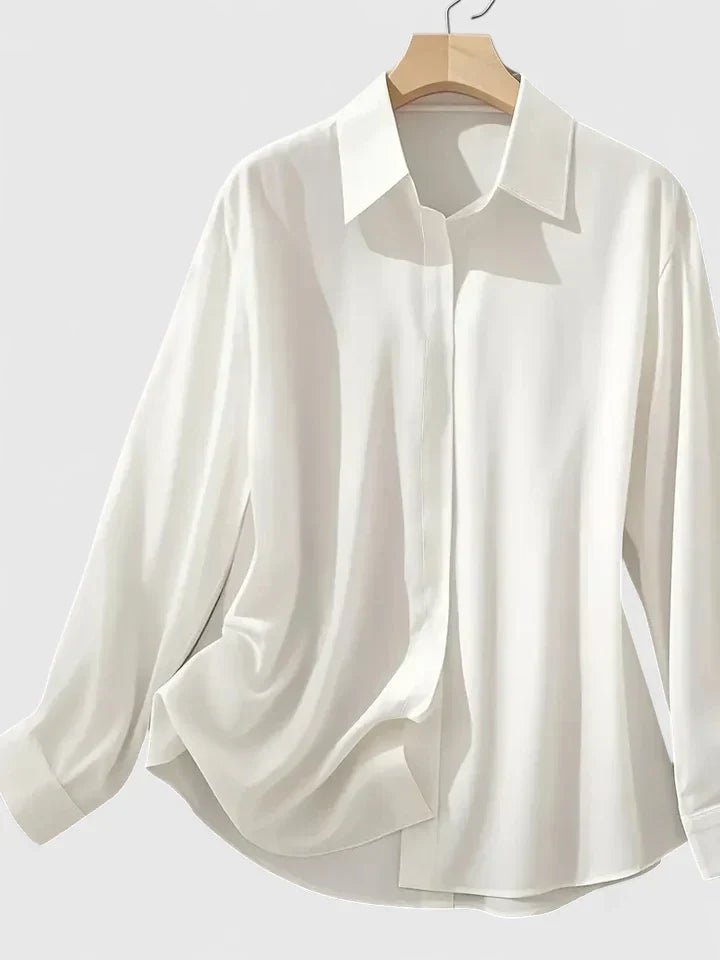Women's Concealed Placket Satin Button-Down Shirt