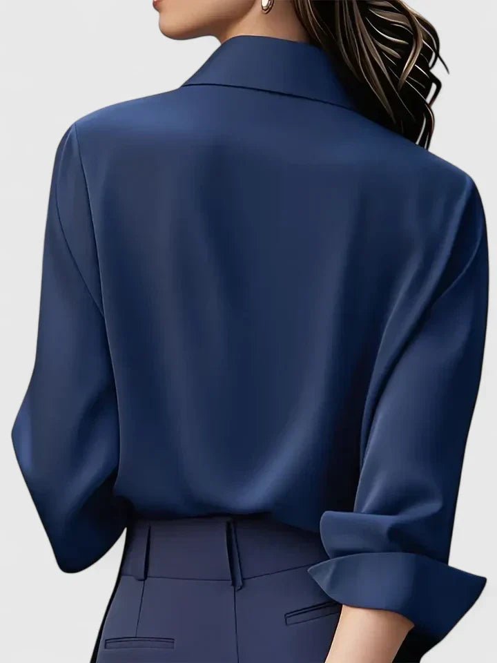 Women's Concealed Placket Satin Button-Down Shirt