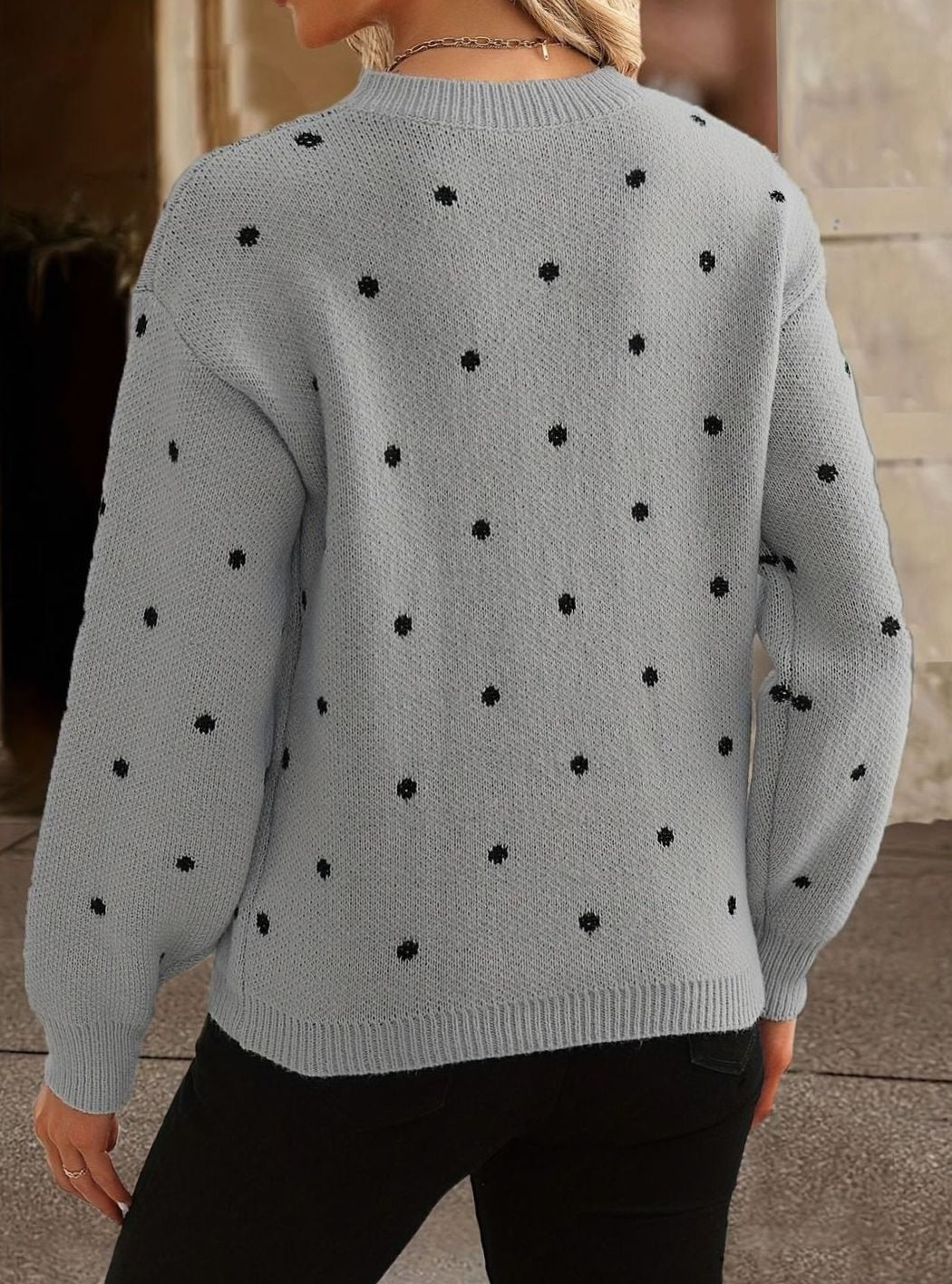 Women's Cosy Polka Dot Long Sleeve Knit Sweater