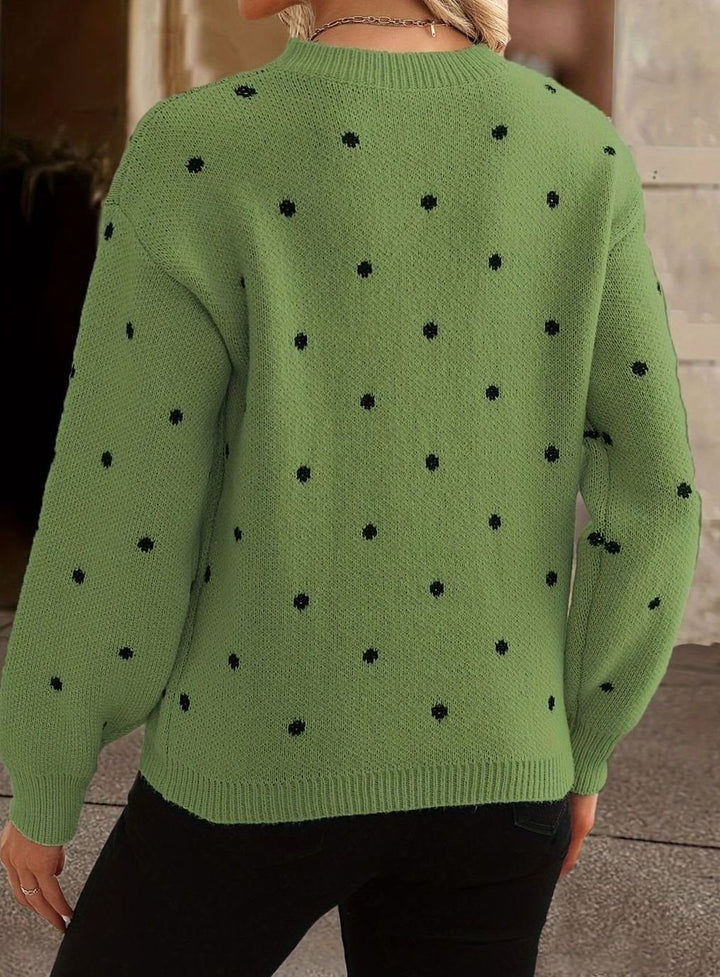Women's Cosy Polka Dot Long Sleeve Knit Sweater