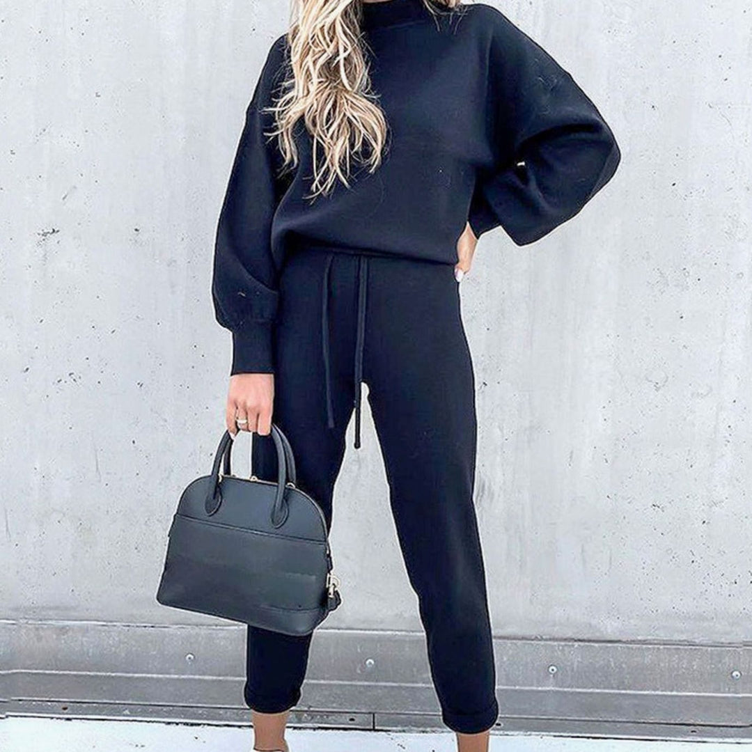 Women's Cosy Two-Piece Relaxed-Fit Tracksuit Outfit Set - Blue