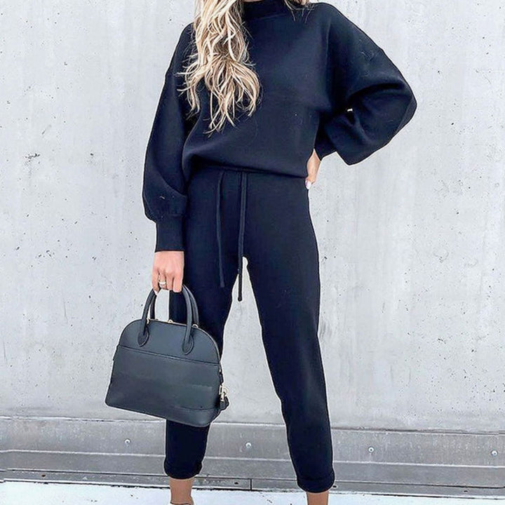 Women's Cosy Two-Piece Relaxed-Fit Tracksuit Outfit Set - Blue