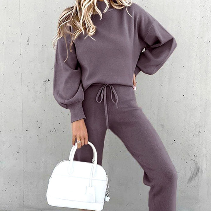 Women's Cosy Two-Piece Relaxed-Fit Tracksuit Outfit Set - Purple
