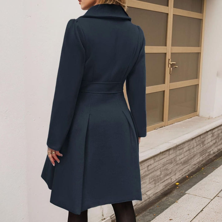Women's Double-Breasted Flared Longline Wool-Blend Coat