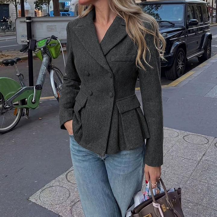 Women's Double-Breasted Peplum Long-Sleeve Tailored Blazer