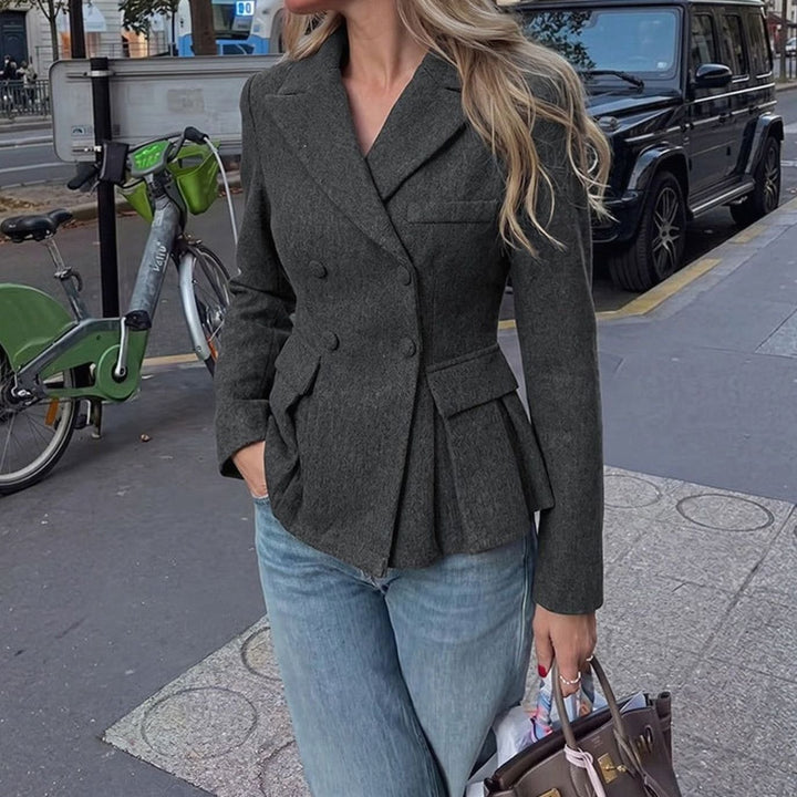 Women's Double-Breasted Peplum Long-Sleeve Tailored Blazer