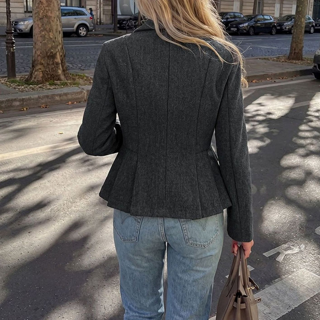 Women's Double-Breasted Peplum Long-Sleeve Tailored Blazer