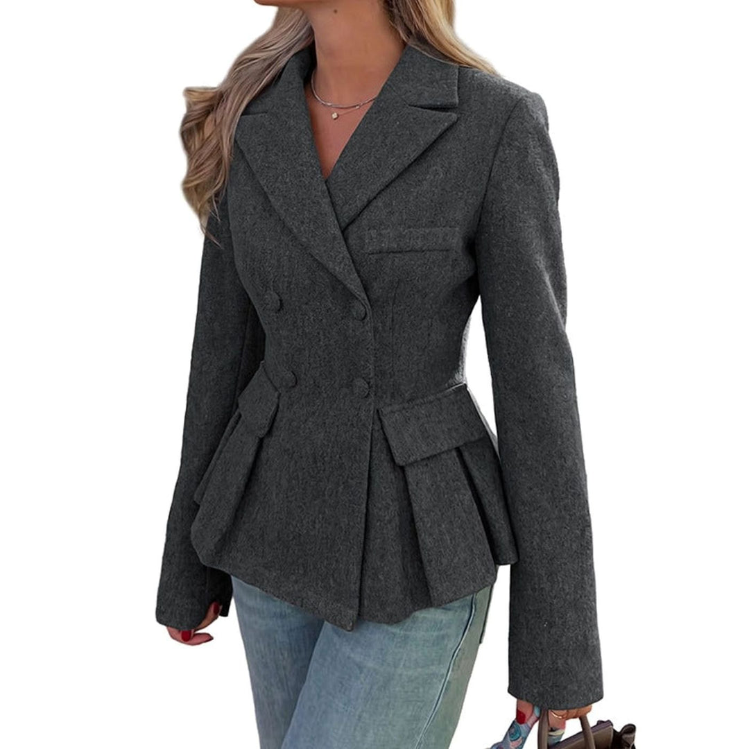 Women's Double-Breasted Peplum Long-Sleeve Tailored Blazer