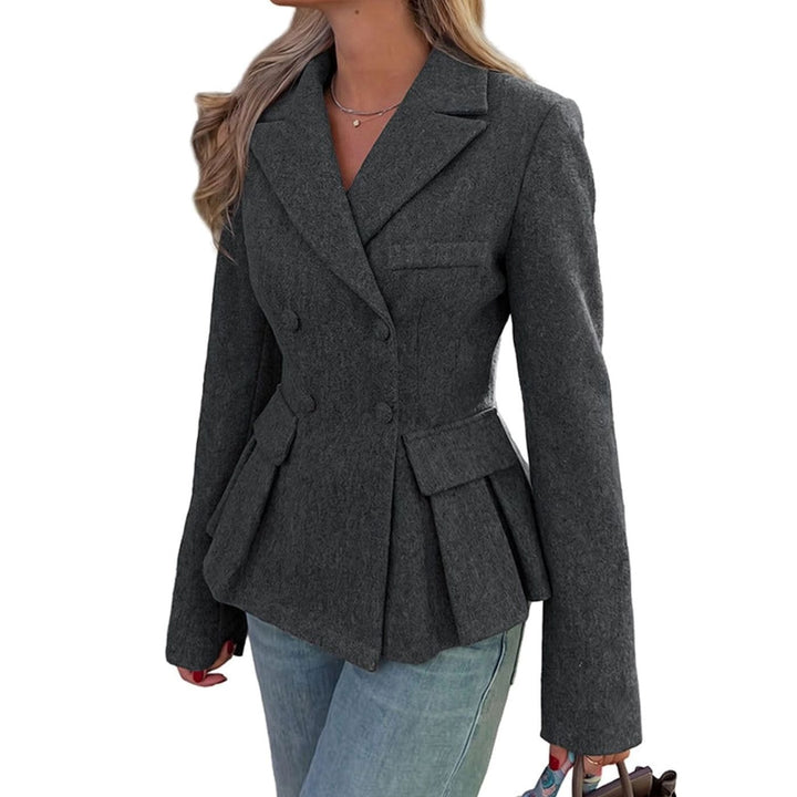Women's Double-Breasted Peplum Long-Sleeve Tailored Blazer