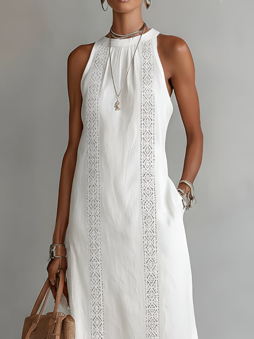 Women's Embroidered Sleeveless Midi Dress